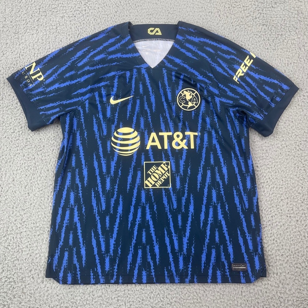 Nike Club America Soccer Jersey Mens XL Blue Away 2022-23 DJ7672-455 AT&T Corona